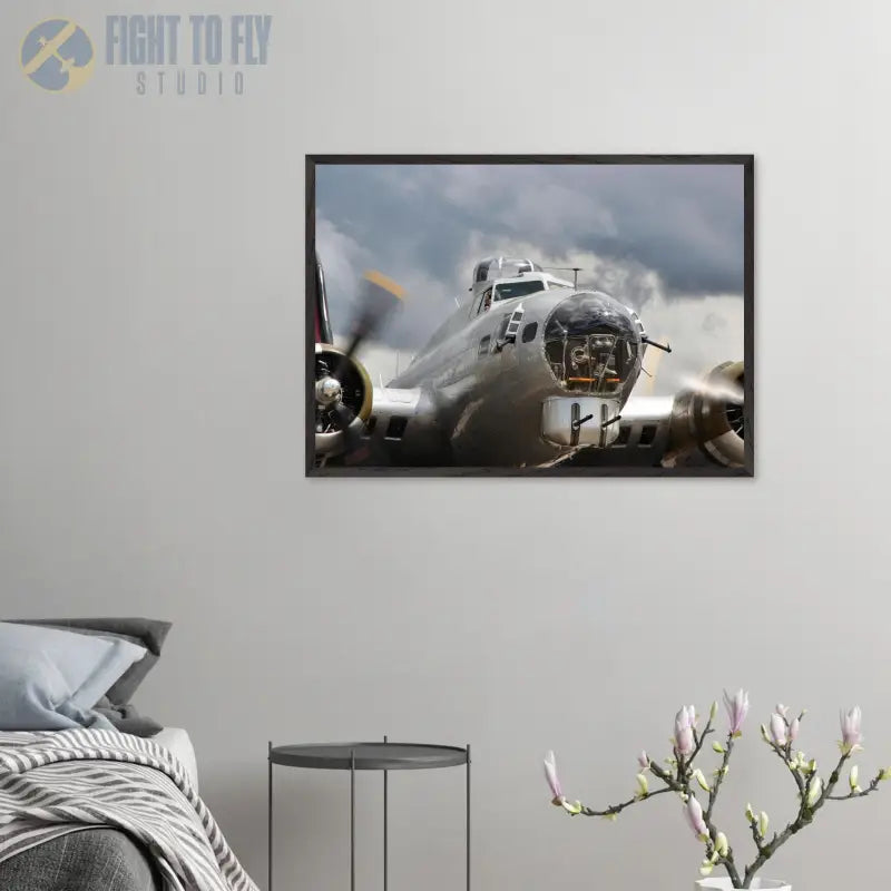 Thunder Rolling In: B-17G Taxiing with Storm Clouds - Print Material - Gifts for pilots - Aviation apparel