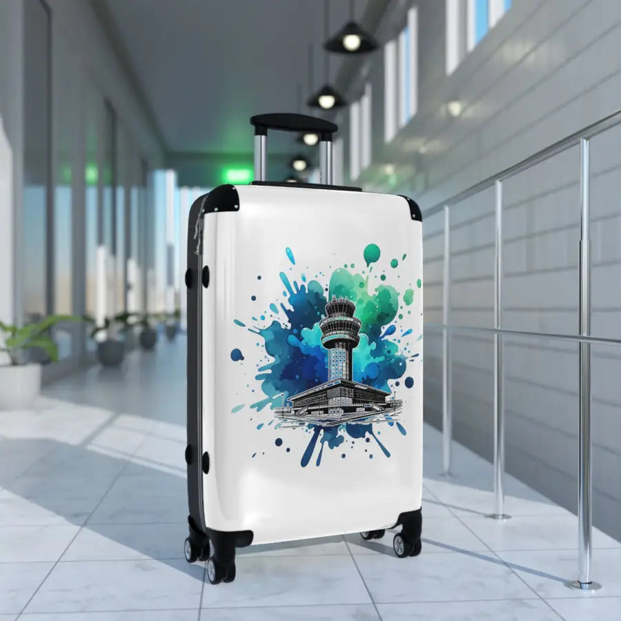 Travel-Inspired Suitcase with Colorful Airport Design - Bags - Gifts for pilots - Aviation apparel