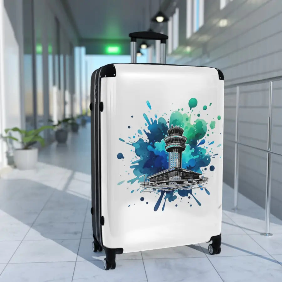 Travel-Inspired Suitcase with Colorful Airport Design - Bags - Gifts for pilots - Aviation apparel