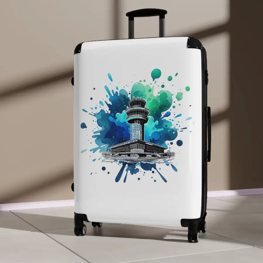 Travel-Inspired Suitcase with Colorful Airport Design - Bags - Gifts for pilots - Aviation apparel