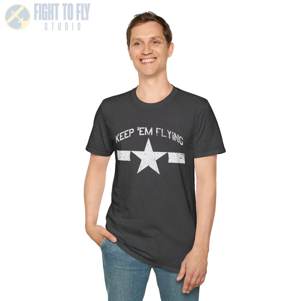 U.S. Navy Roundel “Keep ’Em Flying” 1945 T Shirt Pilot gifts WWII warbird t shirt