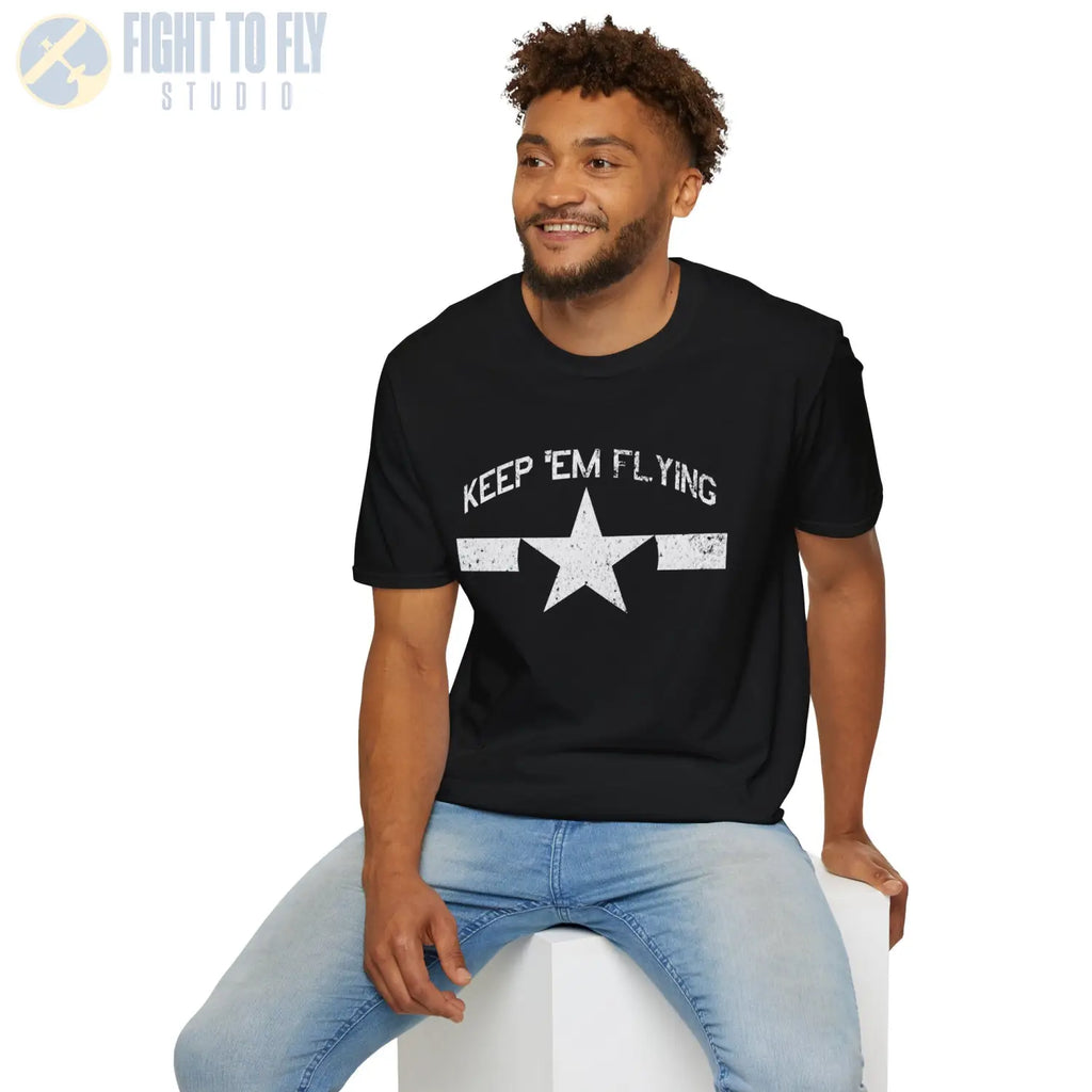 U.S. Navy Roundel “Keep ’Em Flying” 1945 T Shirt Pilot gifts WWII warbird t shirt
