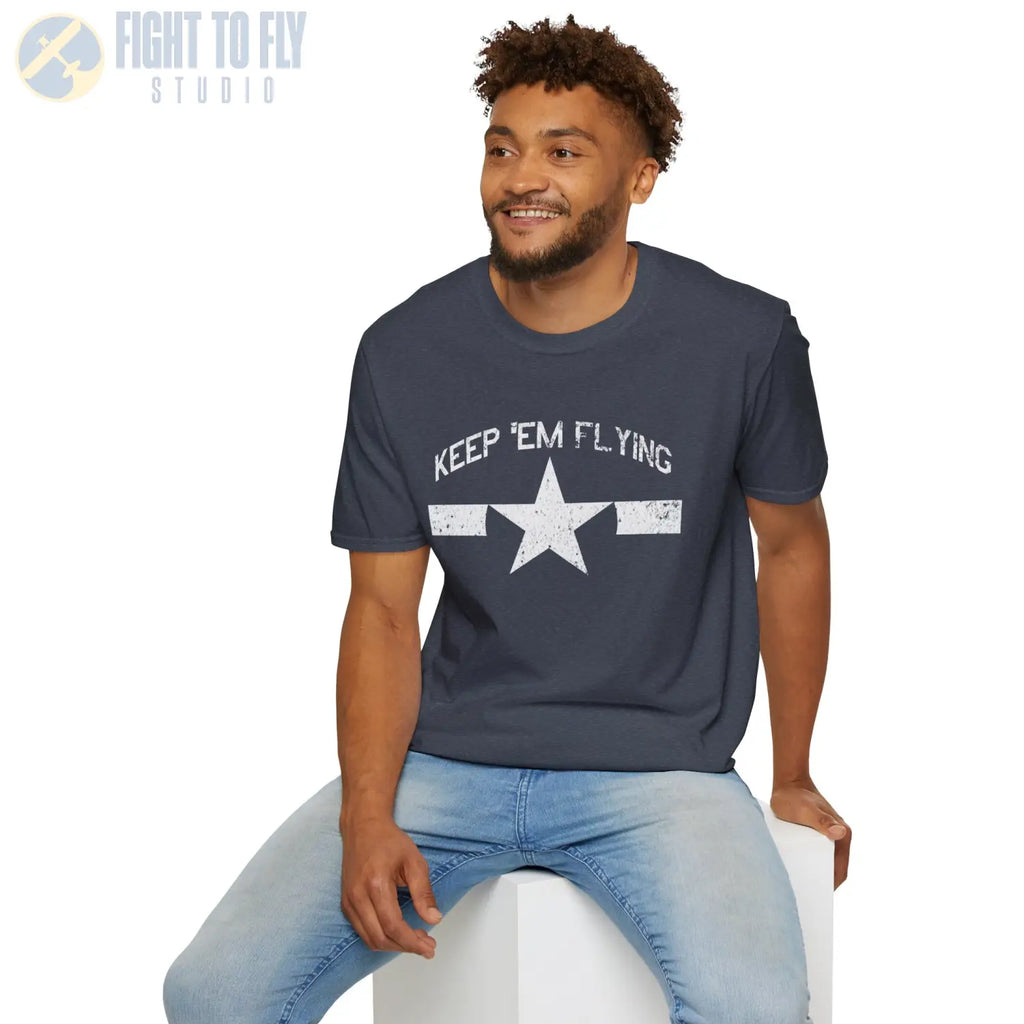 U.S. Navy Roundel “Keep ’Em Flying” 1945 T Shirt Pilot gifts WWII warbird t shirt