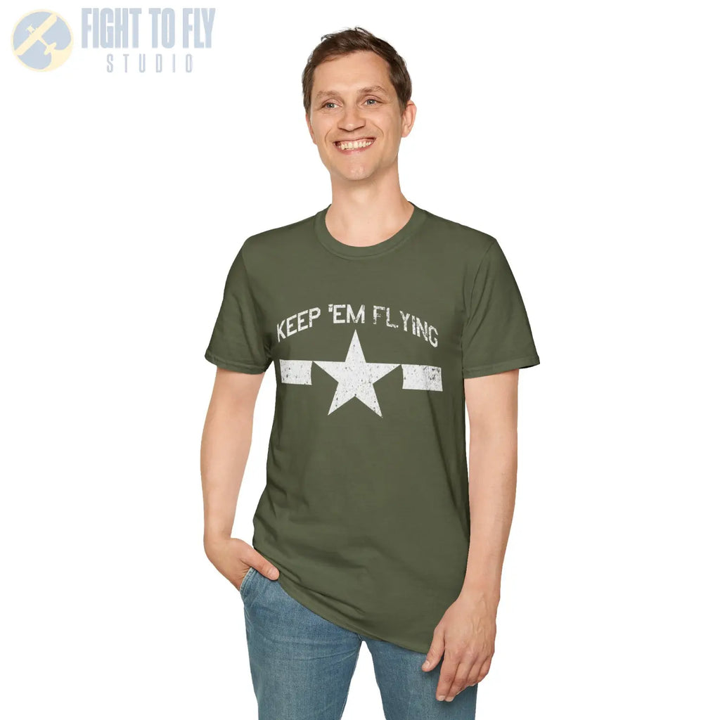 U.S. Navy Roundel “Keep ’Em Flying” 1945 T Shirt Pilot gifts WWII warbird t shirt
