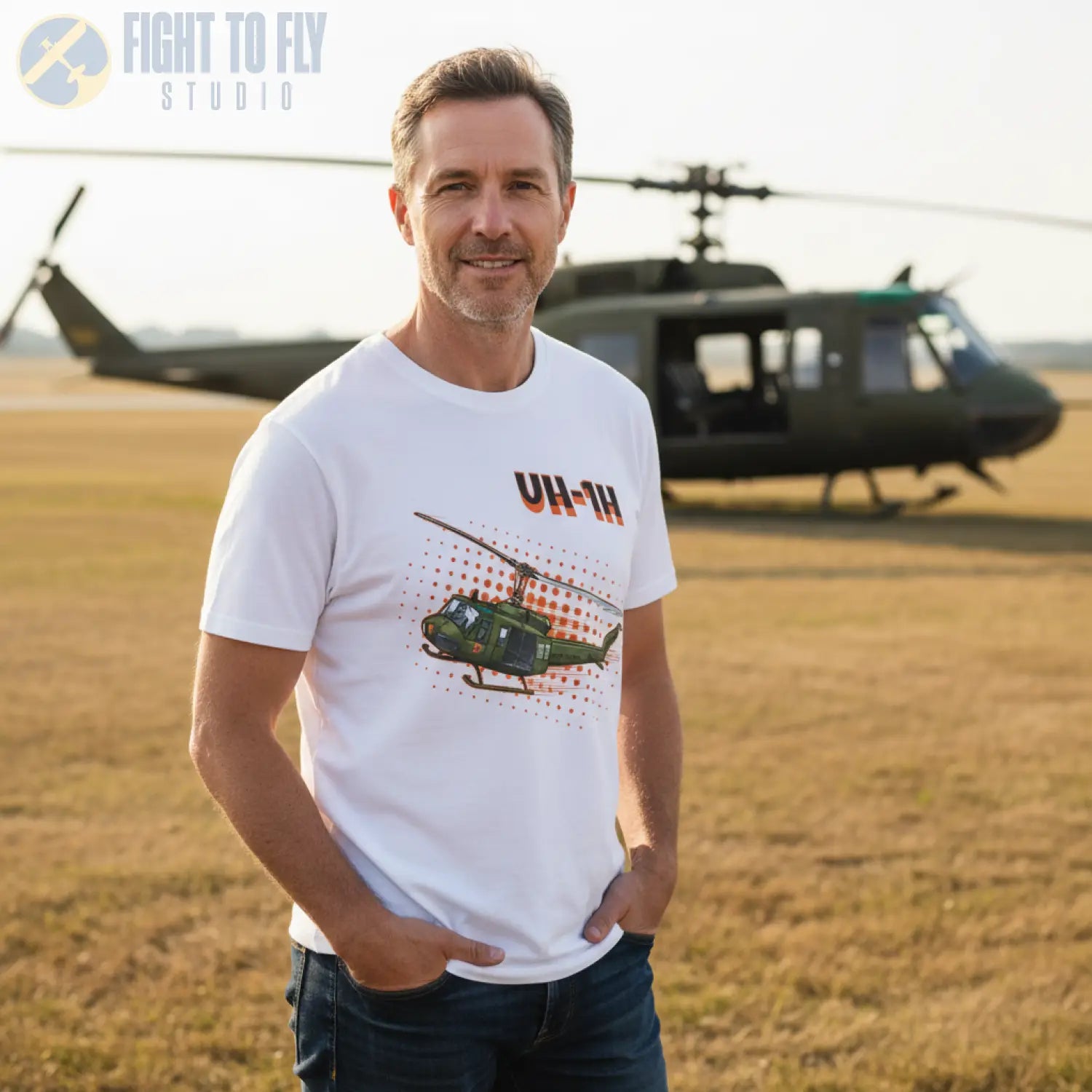 UH-1H Huey Comic Style T-Shirt - Pilot gifts - WWII warbird t-shirt