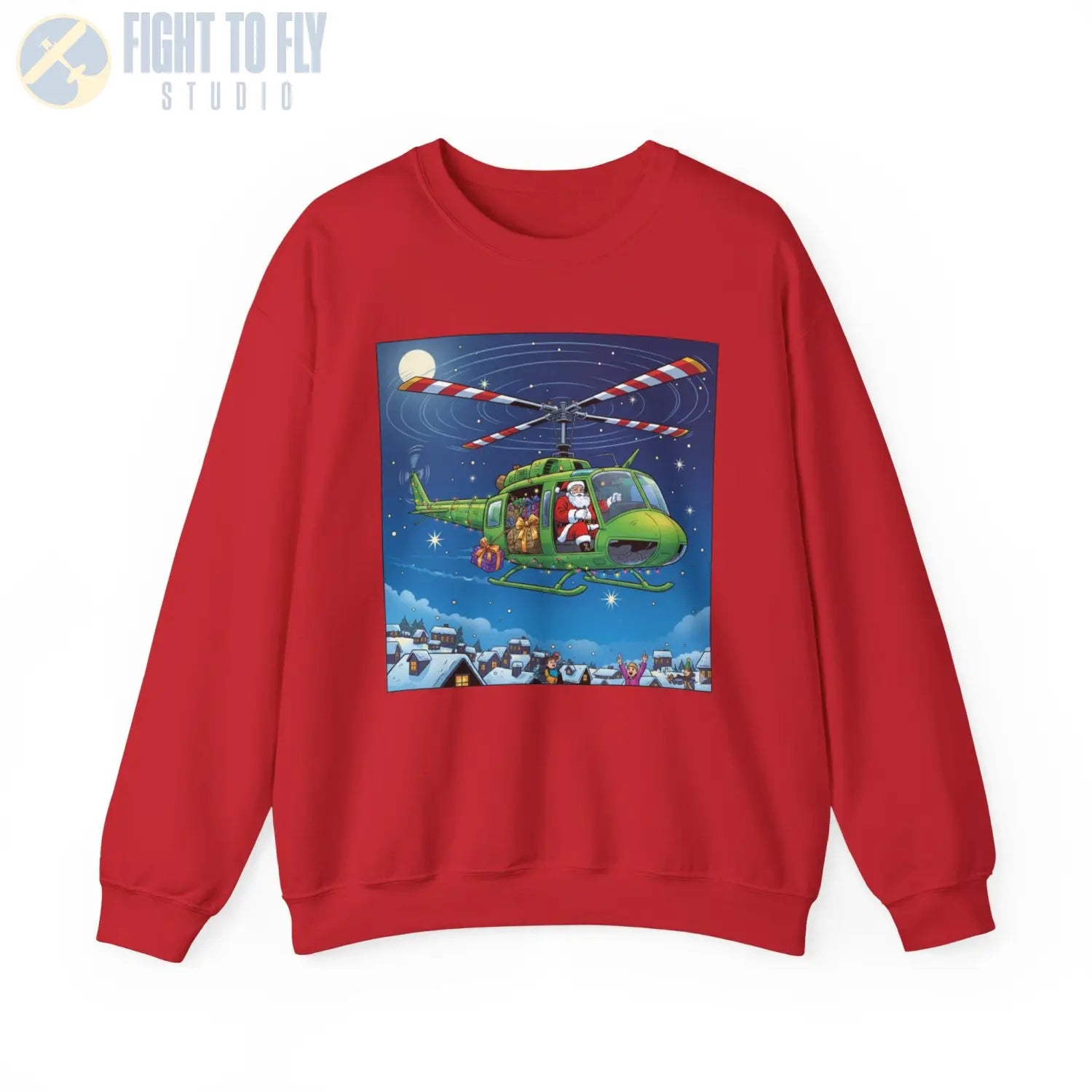 UH-1H Huey with Santa at the Controls – Holiday Sweater - Sweatshirt - Pilot gifts - WWII warbird t-shirt