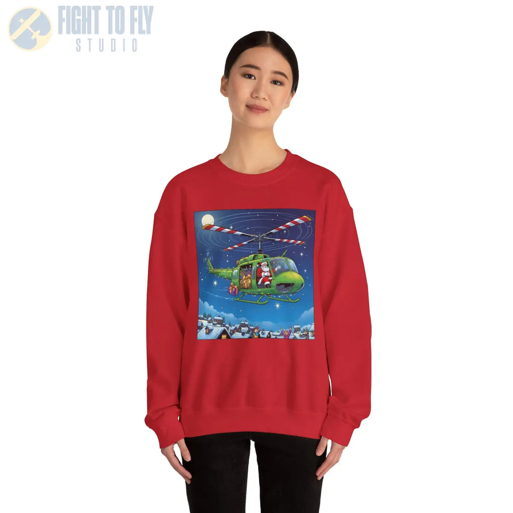UH-1H Huey with Santa at the Controls – Holiday Sweater - Sweatshirt - Pilot gifts - WWII warbird t-shirt