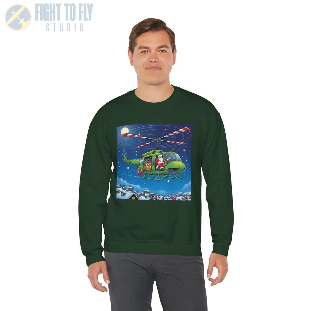 UH-1H Huey with Santa at the Controls – Holiday Sweater - Sweatshirt - Pilot gifts - WWII warbird t-shirt