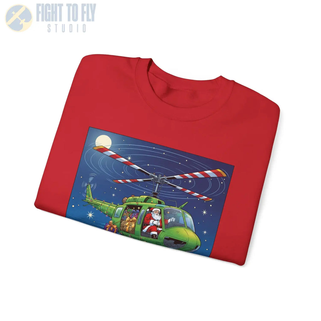 UH-1H Huey with Santa at the Controls – Holiday Sweater - Sweatshirt - Pilot gifts - WWII warbird t-shirt
