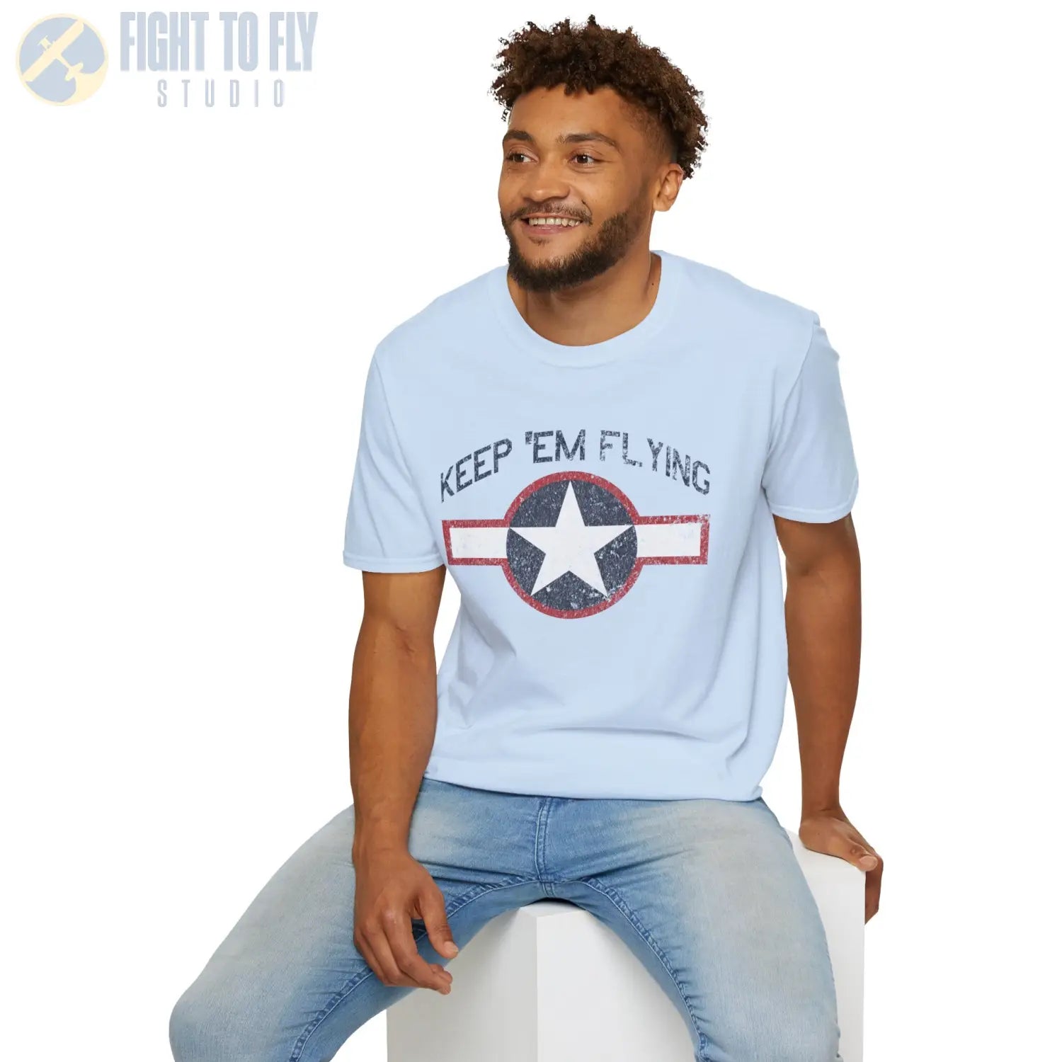 USAAF Roundel “Keep ’Em Flying” 1943 Red Outline - T-Shirt - Pilot gifts - WWII warbird t-shirt