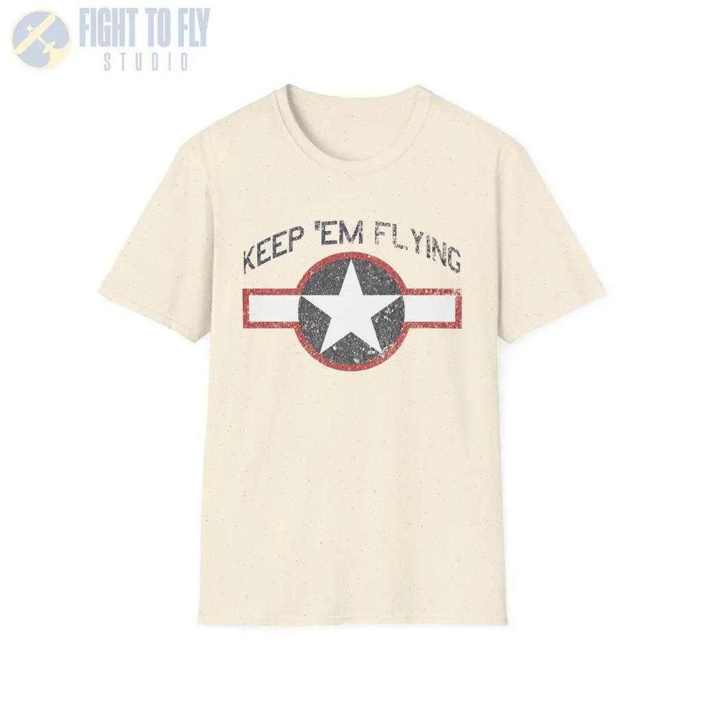 USAAF Roundel “Keep ’Em Flying” 1943 Red Outline - T-Shirt - Pilot gifts - WWII warbird t-shirt
