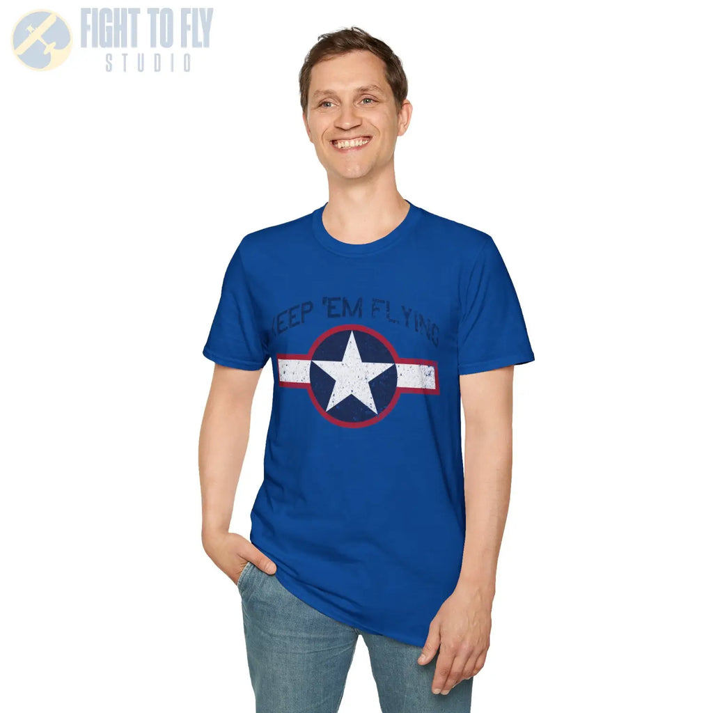 USAAF Roundel “Keep ’Em Flying” 1943 Red Outline T Shirt Pilot gifts WWII warbird t shirt