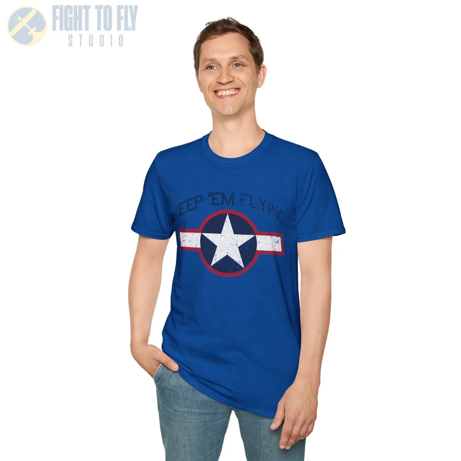 USAAF Roundel “Keep ’Em Flying” 1943 Red Outline - T-Shirt - Pilot gifts - WWII warbird t-shirt