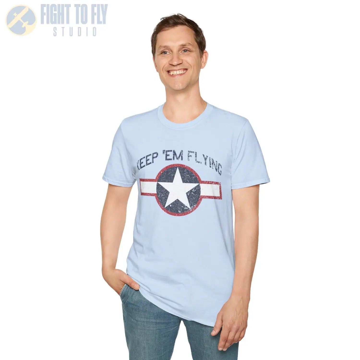 USAAF Roundel “Keep ’Em Flying” 1943 Red Outline - T-Shirt - Pilot gifts - WWII warbird t-shirt