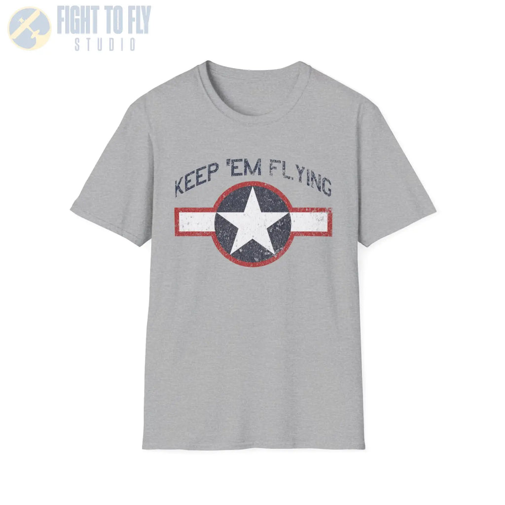 USAAF Roundel “Keep ’Em Flying” 1943 Red Outline - T-Shirt - Pilot gifts - WWII warbird t-shirt