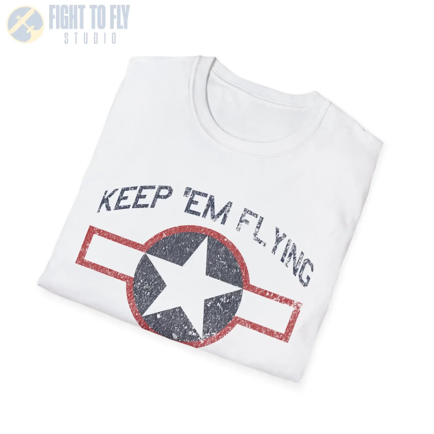 USAAF Roundel “Keep ’Em Flying” 1943 Red Outline - T-Shirt - Pilot gifts - WWII warbird t-shirt