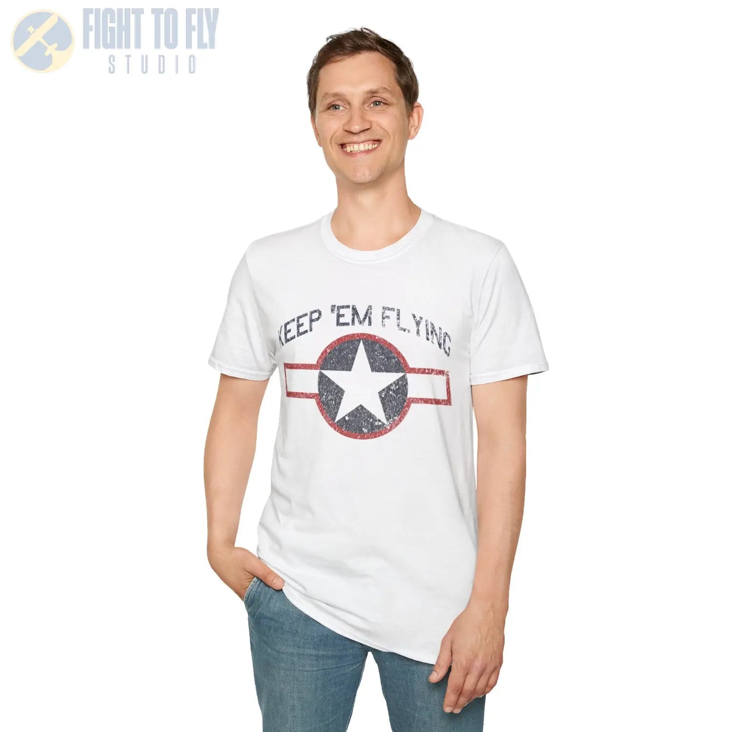 USAAF Roundel “Keep ’Em Flying” 1943 Red Outline T Shirt Pilot gifts WWII warbird t shirt