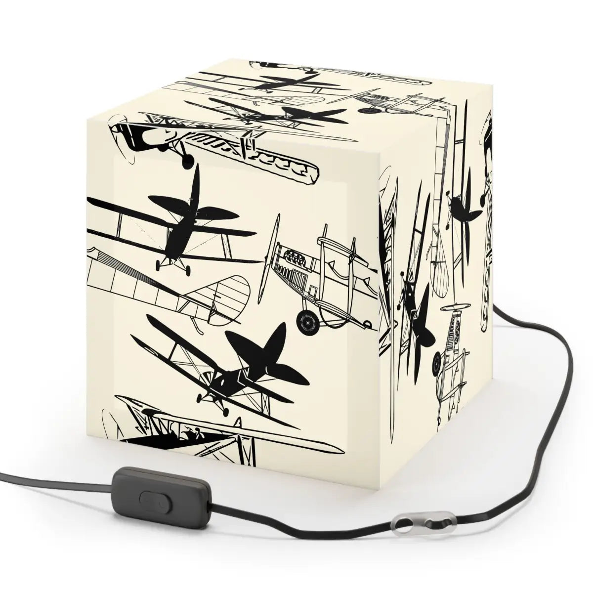 Vintage Biplane Light Cube Lamp - Unique Home Decor - Gifts for pilots - Aviation apparel