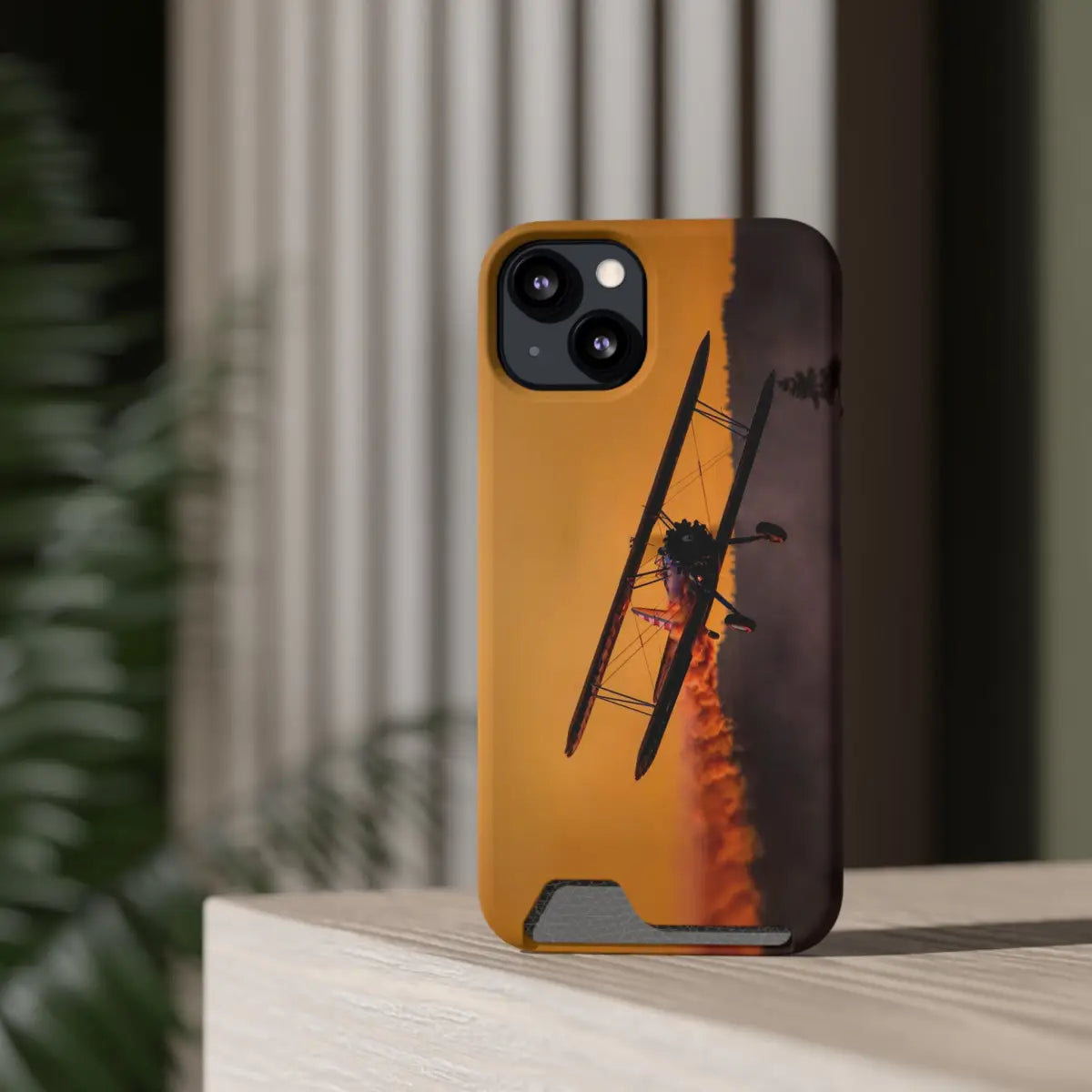 Vintage Sunset Steareman Aviation Phone Case with Card Holder - Perfect for Pilots and Travel Enthusiasts - Gifts