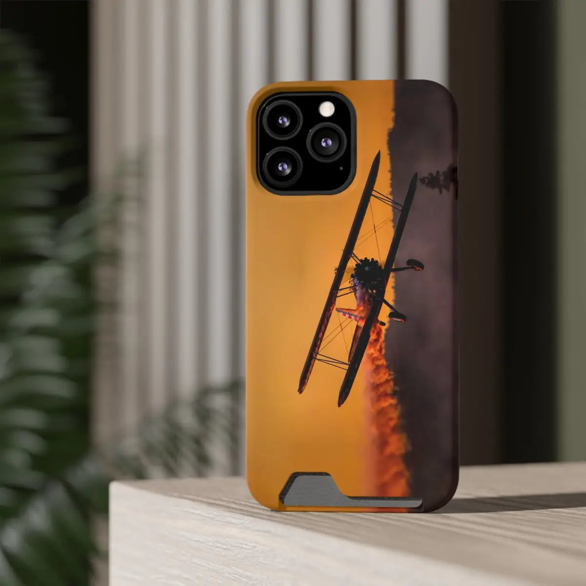 Vintage Sunset Steareman Aviation Phone Case with Card Holder - Perfect for Pilots and Travel Enthusiasts - Gifts
