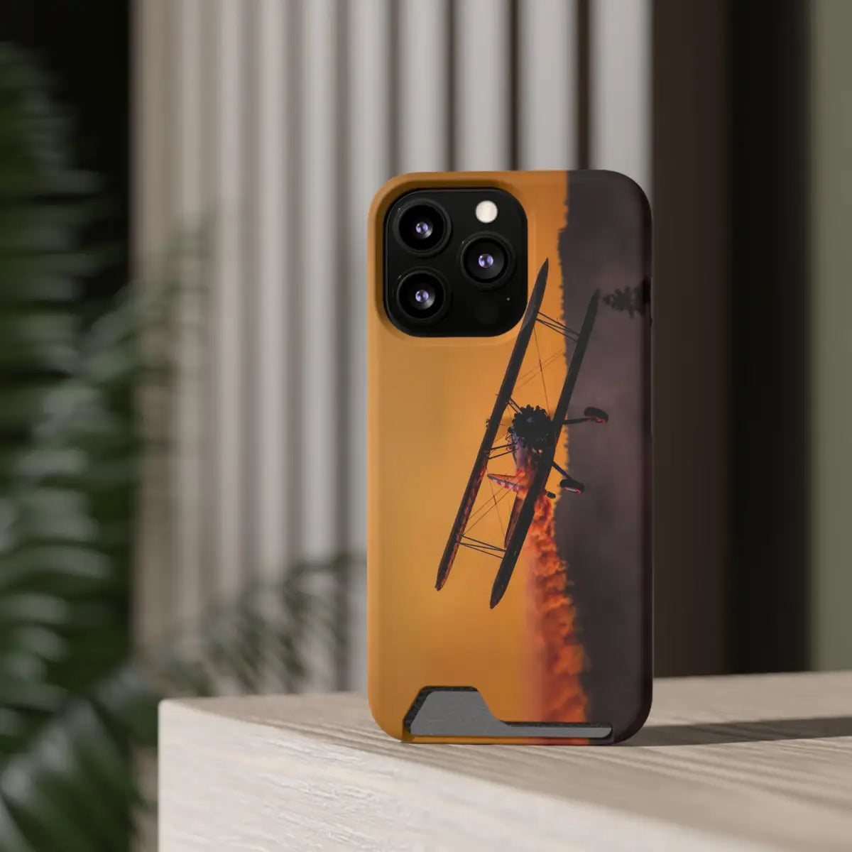 Vintage Sunset Steareman Aviation Phone Case with Card Holder - Perfect for Pilots and Travel Enthusiasts - Gifts