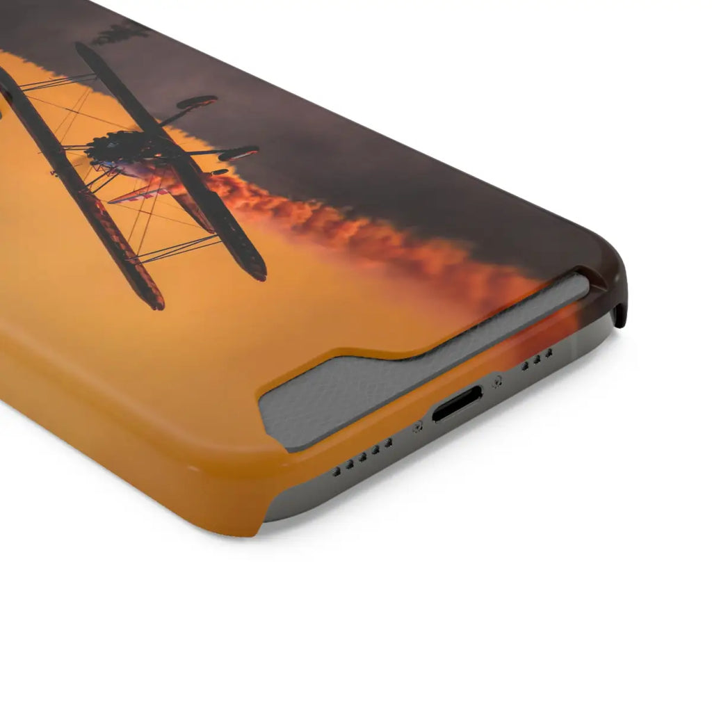 Vintage Sunset Steareman Aviation Phone Case with Card Holder - Perfect for Pilots and Travel Enthusiasts - Gifts