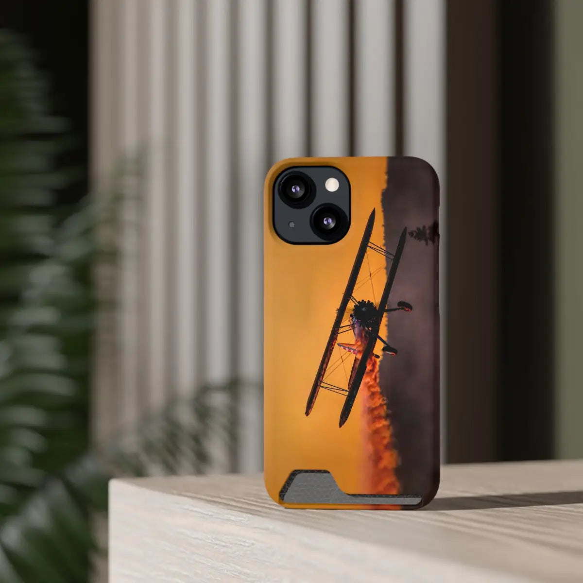 Vintage Sunset Steareman Aviation Phone Case with Card Holder - Perfect for Pilots and Travel Enthusiasts - Gifts