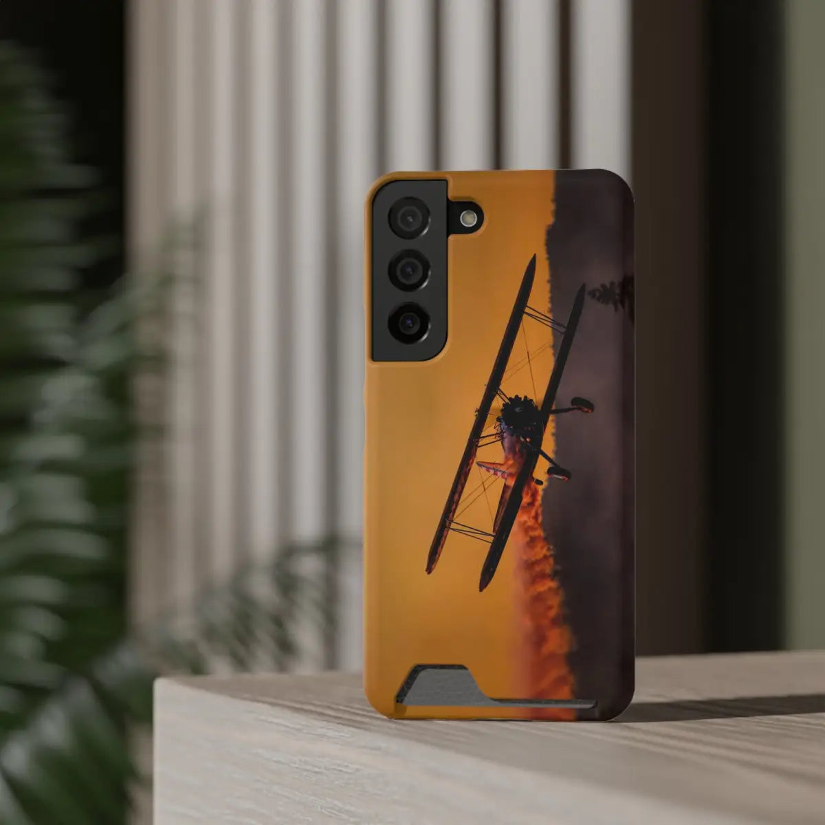 Vintage Sunset Steareman Aviation Phone Case with Card Holder - Perfect for Pilots and Travel Enthusiasts - Gifts