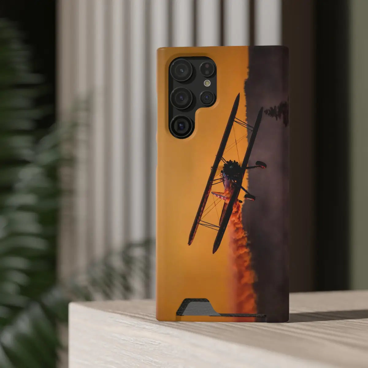 Vintage Sunset Steareman Aviation Phone Case with Card Holder - Perfect for Pilots and Travel Enthusiasts - Gifts