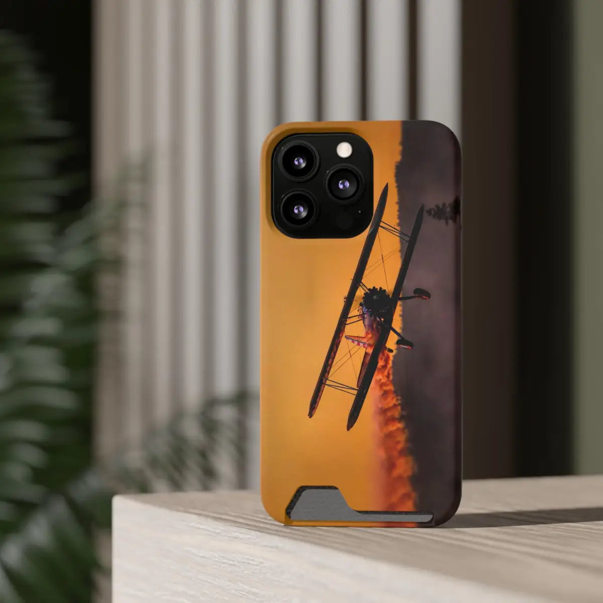 Vintage Sunset Steareman Aviation Phone Case with Card Holder - Perfect for Pilots and Travel Enthusiasts - Gifts