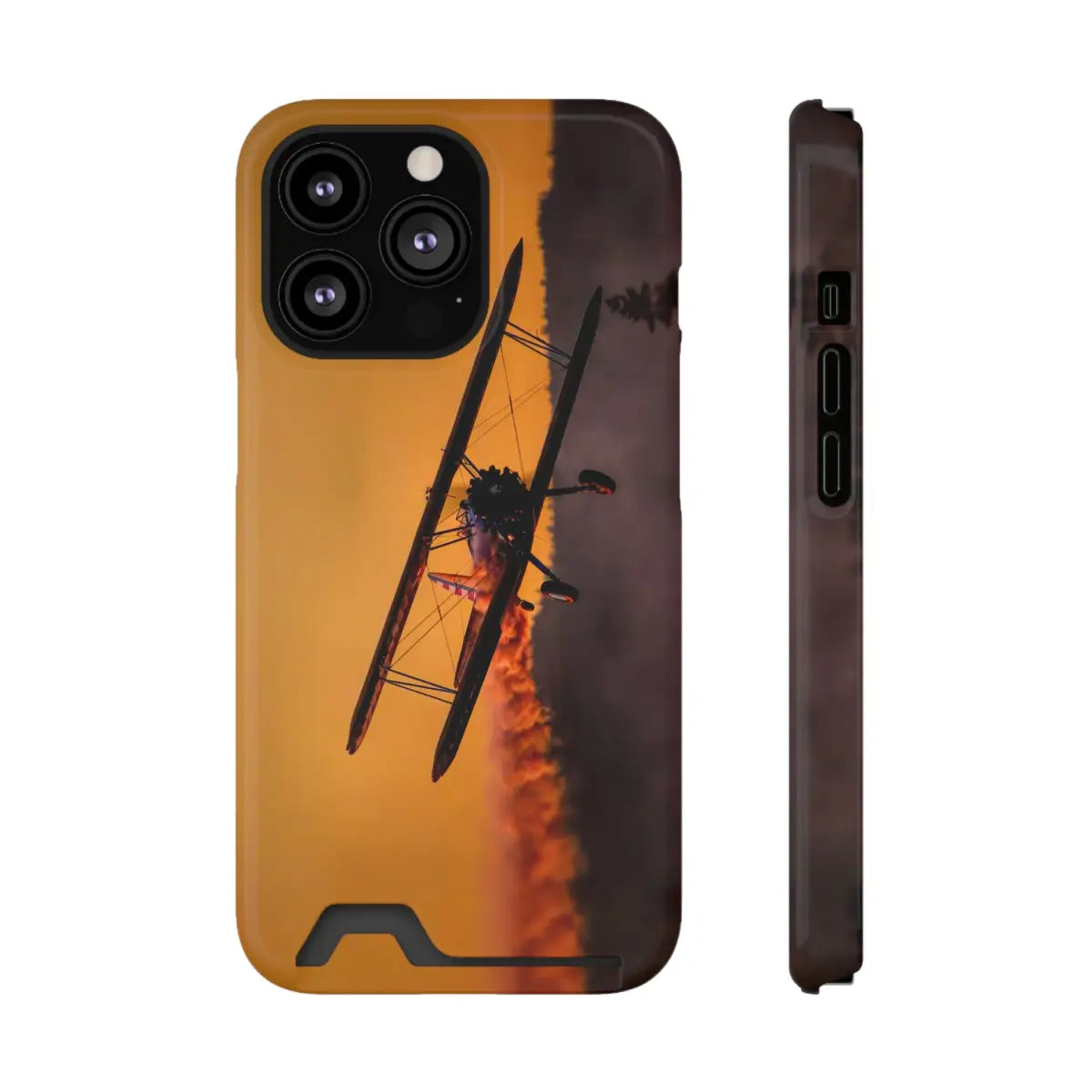 Vintage Sunset Steareman Aviation Phone Case with Card Holder - Perfect for Pilots and Travel Enthusiasts - Gifts