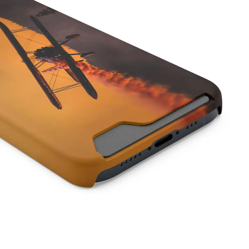 Vintage Sunset Steareman Aviation Phone Case with Card Holder - Perfect for Pilots and Travel Enthusiasts - Gifts