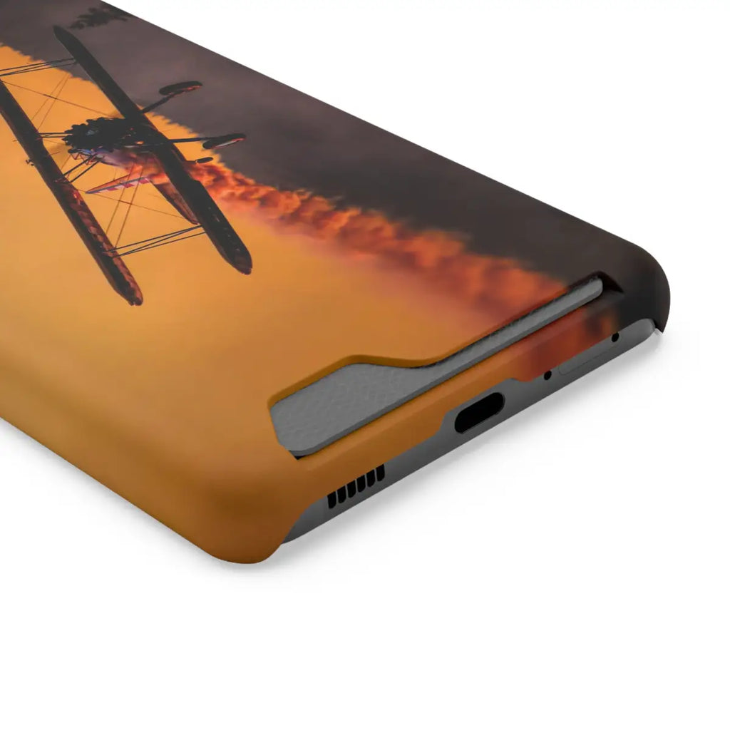 Vintage Sunset Steareman Aviation Phone Case with Card Holder - Perfect for Pilots and Travel Enthusiasts - Gifts