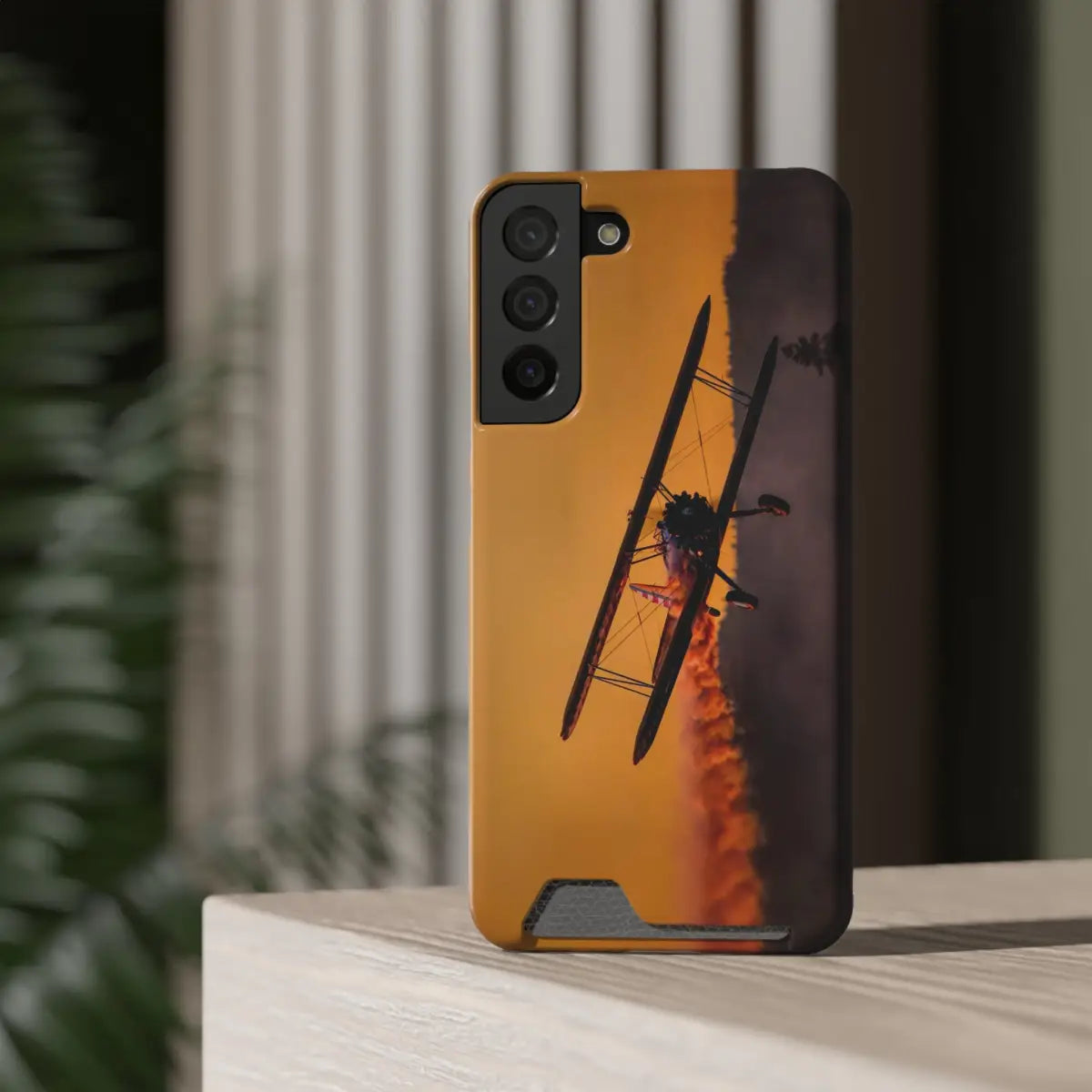 Vintage Sunset Steareman Aviation Phone Case with Card Holder - Perfect for Pilots and Travel Enthusiasts - Gifts