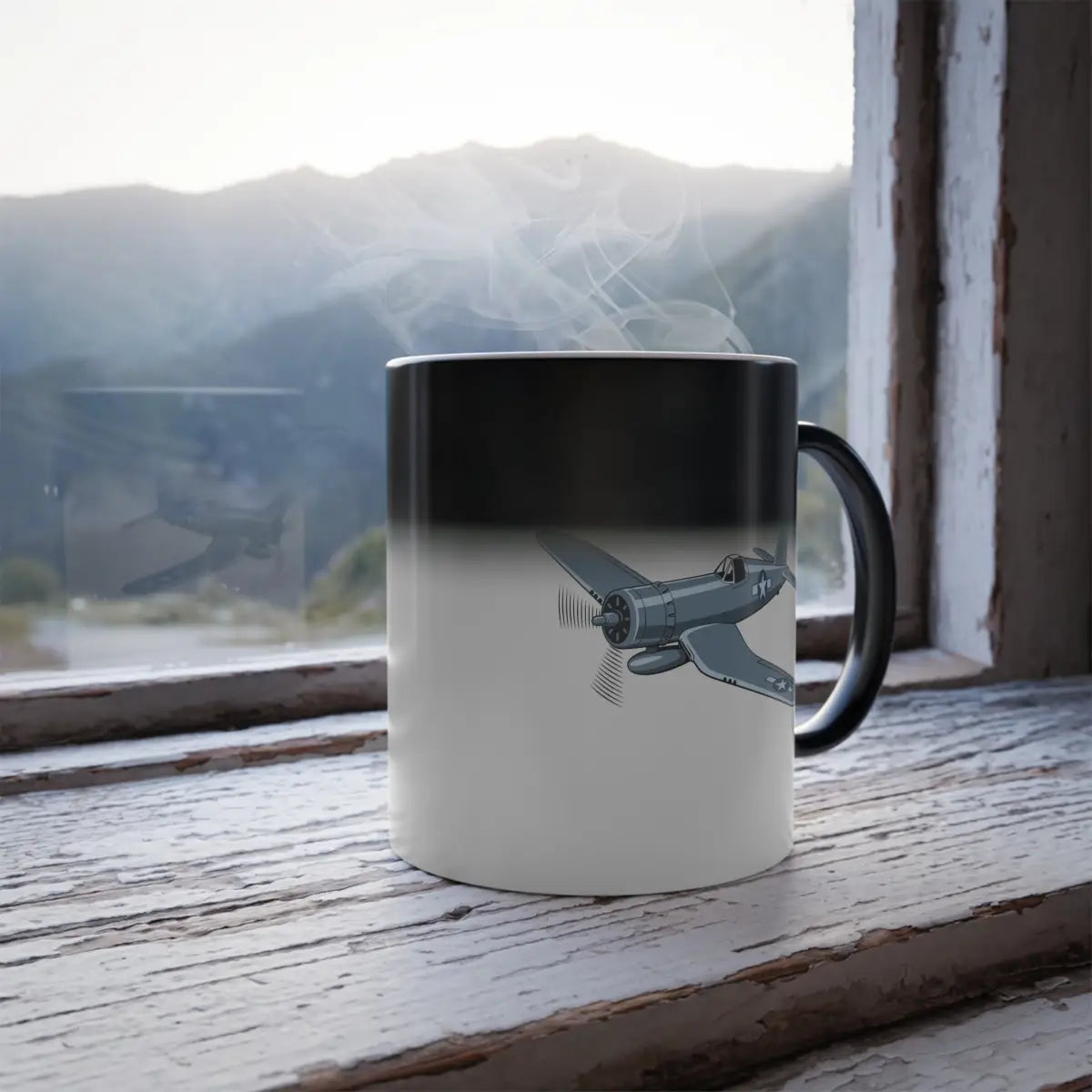 F4U – WWII Aircraft Mug (Color Changing) - Pilot gifts - warbird t-shirt