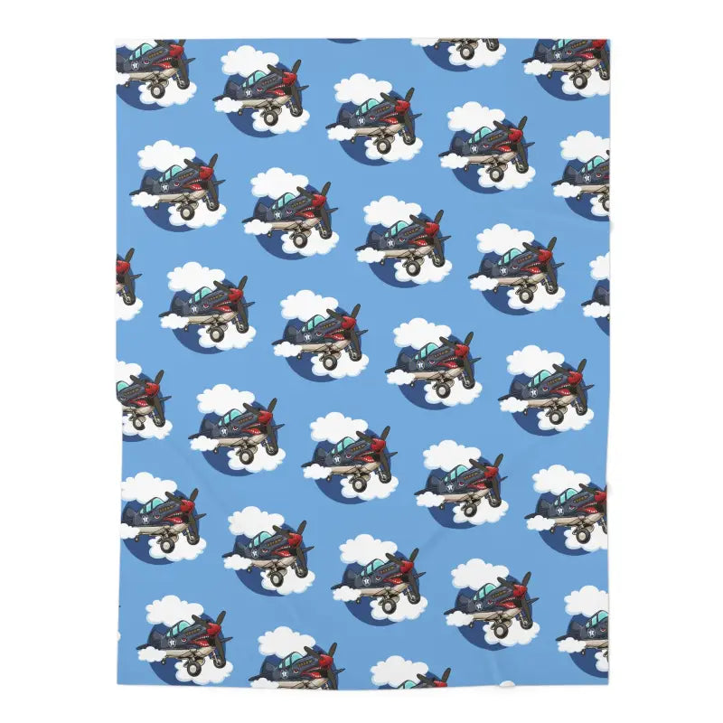 Warbird Whimsy Baby Blanket – Cartoon P-40 Flying Tiger - Home Decor - Pilot gifts - WWII warbird t-shirt