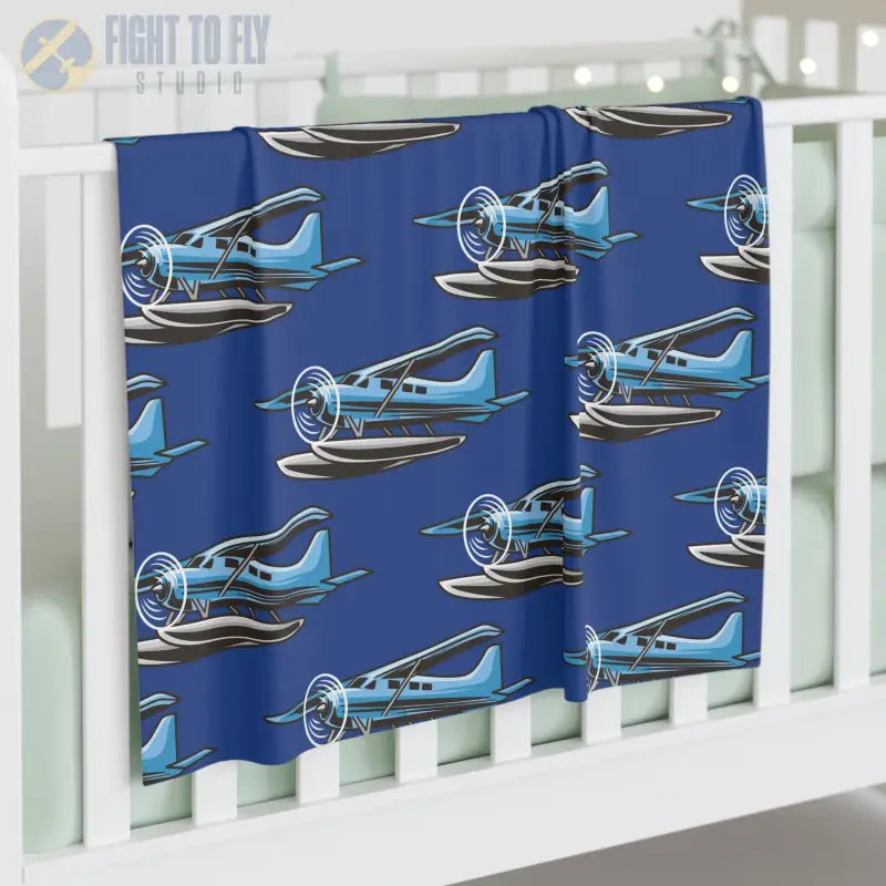 Wilderness Flyer Baby Blanket – Blue Floatplane Adventure - Home Decor - Pilot gifts - WWII warbird t-shirt