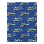 Wilderness Flyer Baby Blanket – Blue Floatplane Adventure - Home Decor - Pilot gifts - WWII warbird t-shirt