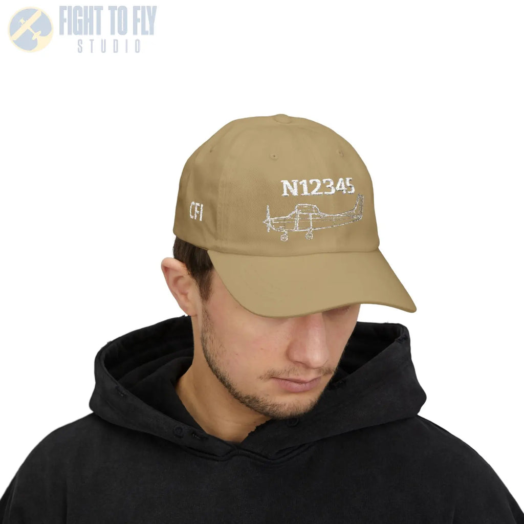 Your Cessna 182H Hat — Personalized with Tail Number & Custom Text - Hats - Pilot gifts - WWII warbird t-shirt