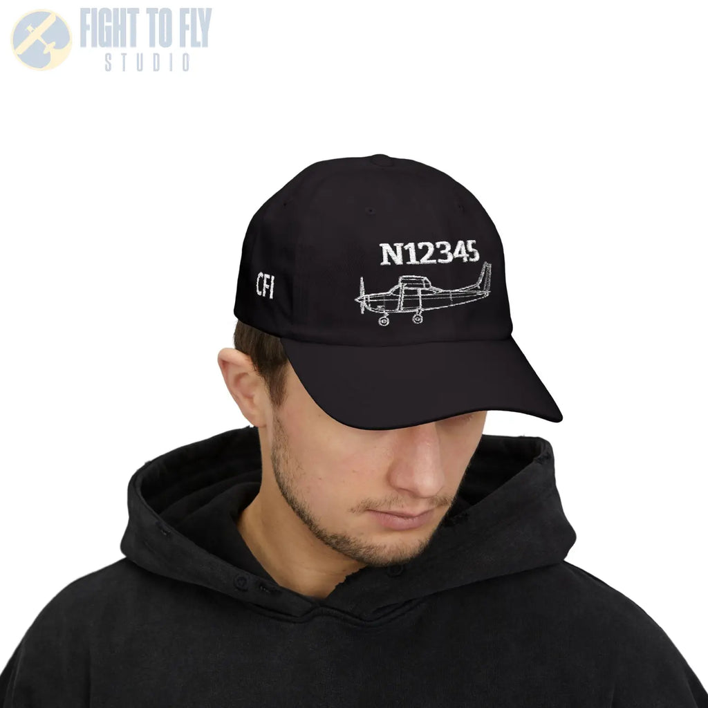 Your Cessna 182H Hat — Personalized with Tail Number & Custom Text - Hats - Pilot gifts - WWII warbird t-shirt